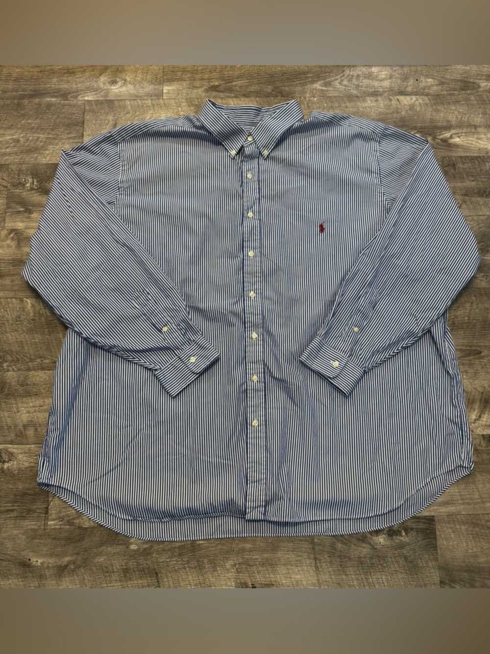 Polo Ralph Lauren Blue White Stripe Cotton Long Sleeve Button Up Shirt Mens 4XB